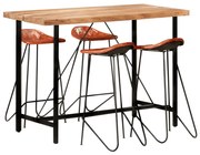 278764 vidaXL Бар комплект от 5 части масивно дърво и естествена кожа