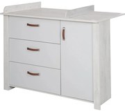 Бял нисък скрин с маса за преповиване 126x99 cm Mila - Roba