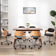 3054937 vidaXL Въртящи трапезни столове 6бр черни извито дърво/изкуствена кожа