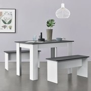 Table and Bench Set Hokksund 110x70 cm with 2 Benches White/Grey