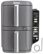 Двоен фритюрник с горещ въздух Ninja SL451EU, 2470W, 9.5 л, Цифров термометър, 2 кошници, 6 програми, Max Crisp, Sync & Match, Сив