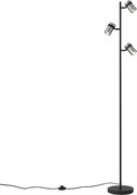 Модерна подова лампа черна с димно стъкло 3 светлини - Gianni