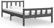 810671 vidaXL Рамка за легло, сива, масивно дърво, 100х200 см