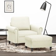 3201213 vidaXL Кресло с табуретка, кремаво, 60 см, кадифе