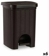 Кошче с педал Stefanplast Elegance Кафяв Пластмаса 6 L 20,5 x 28 x 20,5 cm (6 броя)