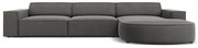 Ъглов диван от сиво кадифе (десен ъгъл) Jodie - Micadoni Home
