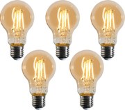 Комплект от 5 E27 димируеми LED крушки A60 златисти 4W 420 lm 2200K