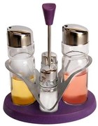 Стъклен оливерник с пластмасова стойка и хромирани капачки лилав (Т401)