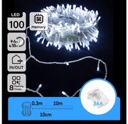 Aigostar LED външен коледен гирлянд 100 LED, 8 функции, 10,3 м, IP44, студена бя