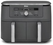 Двоен фритюрник с горещ въздух Ninja DZ400EU, 9.5 л, 6 програми, Таймер, Независими зони, Сив