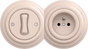 Kliklap - Ретро еднополюсен ключ № 1 и розетка 230 V с рамка в приглушено розово