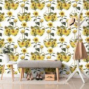 Самозалепващ тапет – Слънчогледи на бял фон