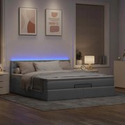 3312485 vidaXL Османска легло с матрак и LED, светлосиво, 160x200 см, плат