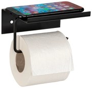 Черна самоносеща метална поставка за тоалетна хартия с рафт Desulo - Wenko