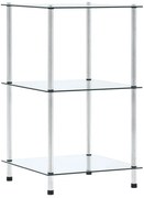 249504 vidaXL Етажерка с 3 рафта, прозрачна, 40x40x67 см, закалено стъкло