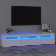 3152738 vidaXL ТВ шкаф с LED осветление, бял, 195x35x40 см