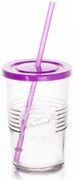 Old Fashioned - Чаша 590ml с пластмасов капак и сламка (212615D) - лилава