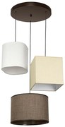 Пендел ЦВЕТИНА, патина, абажур Сами Бял + Екрю + Кафяв, 3xE27