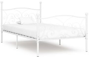 284448 vidaXL Рамка за легло с ламелна основа, бяла, метал, 100x200 см