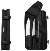 Pirge - Комплект професионални ножове и масат от неръждаема стомана в калъф 3+1бр(38403)