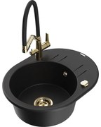 Mexen Kevin гранитна кухненска мивка с 1 отделение и кухненски смесител Duo, черен - 6517-77-671701-57-G