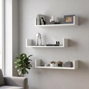 Тъмен меламинов стенен рафт комплект от 3 в бял цвят 60x15x12см.