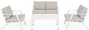 Бял алуминиев градински комплект от за отдих за 4 Harley – Bizzotto