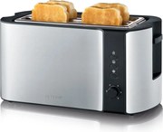 Severin AT 2590 - Тостер за 4 филийки, 1400 W/230 V, неръждаема стомана/черен