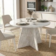 Трапезна маса Tailor от меламин в бял мраморен цвят Ø120x75,7см.