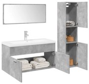 3324881 vidaXL Комплект мебели за баня от 4 части бетонно сив инженерно дърво