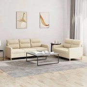 3201602 vidaXL Комплект дивани от 2 части с възглавници, кремав, плат