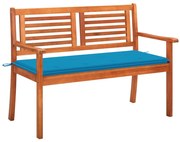 3060973 vidaXL 2-местна градинска пейка с възглавница, 120 cм, евкалипт масив