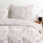 Премиум памучно спално бельо, бежово с флорална шарка Ширина: 160 см | Дължина: 200 см