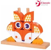 Classic world  -  Дървен пъзел за деца от кубчета - Лисица