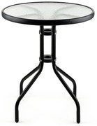 Метална маса със стъклен плот Muhler 999465, 60х74 см, Метален обръч, Черен