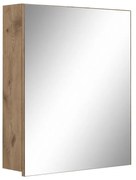 Стенен шкаф за баня с огледало от декор от дъб в естествен цвят 60x70 cm Wisla – Støraa