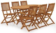 44057 vidaXL Градински трапезен комплект, сгъваем, 7 части, акация масив