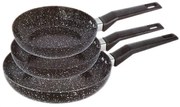 Комплект тигани ZILNER ZL 7135, 3 части, 20, 24, 28 см, Покритие Granite, Индукция, Черен