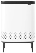 Кош за пране Brabantia Bo 1004176, 2x45 л, Пълнене без отваряне, Вентилационни отвори, Регулируеми крачета, Бял