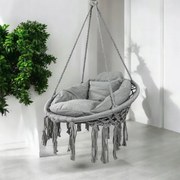 Висящ стол с възглавница - щъркелово гнездо 80 см Сив