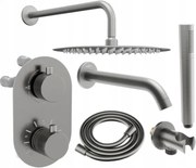 Mexen Kai DR70 вградена вана и душ комплект с душ глава 30 см, графит - 77602DR70301-66