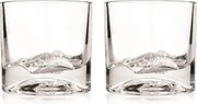 Комплект чаши за уиски LIITON 1009977 Rocky Mountain, 240 мл, 2 бр, Удебелени стени, 3D дъно с форма връх Елбърт, Прозрачен