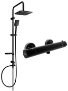 Mexen Sven открит душ комплект с дъждовалка и термостатичен душ смесител Kai, черен - 77100262-70