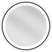 Mexen Esso осветено кръгло баняно огледало, 60 см, LED 6000K, анти конденз, черна рамка - 9825-060-060-611-70