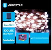 Aigostar - LED Соларни коледни лампички 100xLED/8 функции 12 м IP65 студено бял