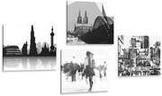 Комплект картини – Живот в големия град в черно-бяло с абстрактен нюанс