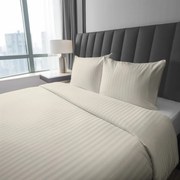 Луксозно памучно спално бельо в бежова дамаска 3 časti: 1ks 220x200 + 2ks 70x80