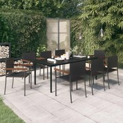 3099418 vidaXL Градински трапезен комплект, 9 части, черен