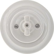 Bohemia-Design - Порцеланов ретро въртящ се ключ с рамка № 5 бял