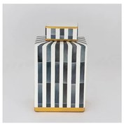 Керамичен буркан 22x18x8 см син/бял